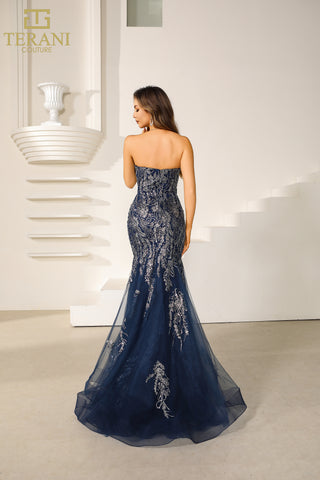 Terani 251p4641_1 navy blue strapless gown