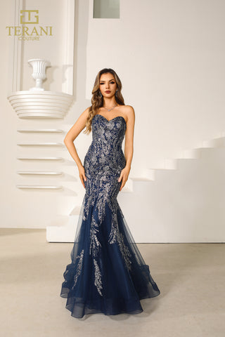 Terani Couture 251p4641_2 navy blue mermaid gown