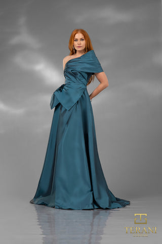 Teal one-shoulder gown, style 252E5102_1