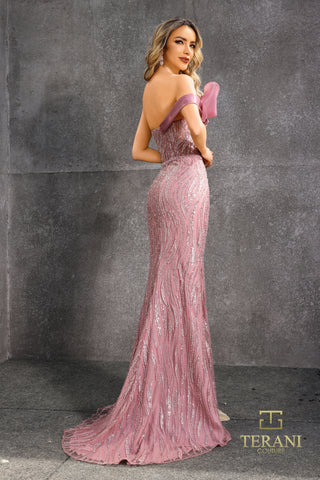 Formal gown, style 252E5171_65, pink with train