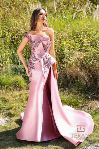 Rose colored off-shoulder gown, style 252M5309_14