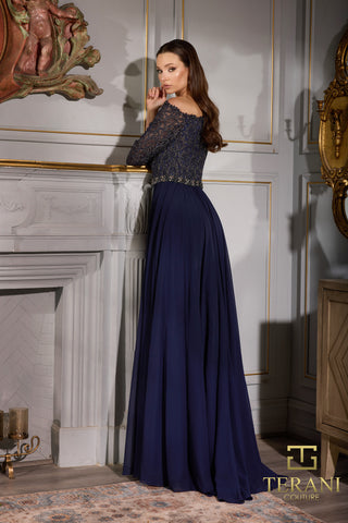 Elegant navy gown, 252M5332_2, Terani Couture