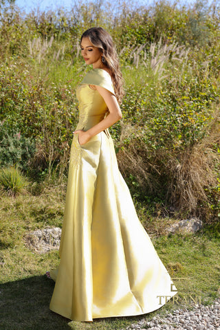 Woman in yellow formal gown, 252M5356_40