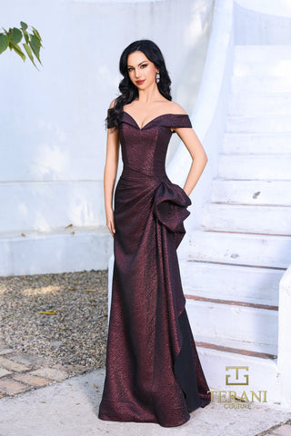 Off-the-shoulder formal gown