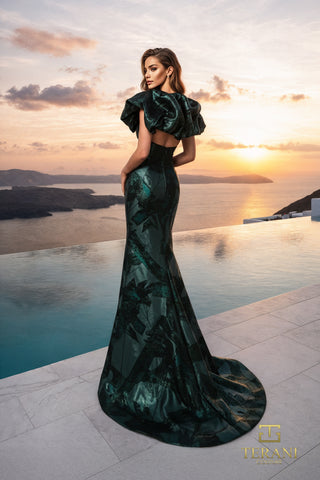 Emerald green backless gown, 261E6268BACK