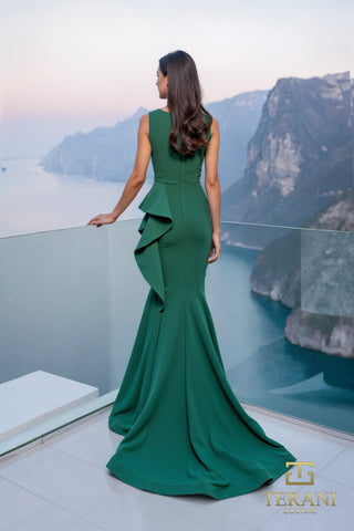Green mermaid gown by Terani