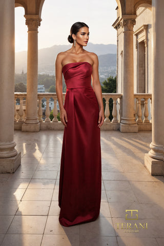 Wine-colored strapless gown - 261M6415