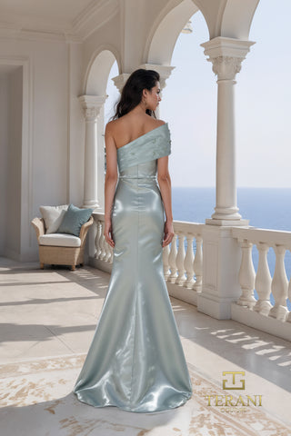 Sage one-shoulder dress by Terani