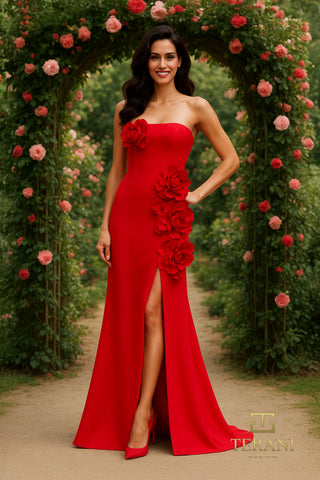 Red dress with flower detail