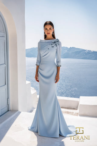 Blue formal gown by Terani Couture