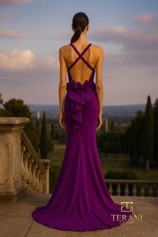 Violet backless gown, Terani 261p6061violetb