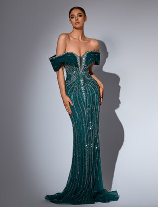 Emerald Green Off-Shoulder Gown - 7d8c6696emc54a099905b3af830deb0c