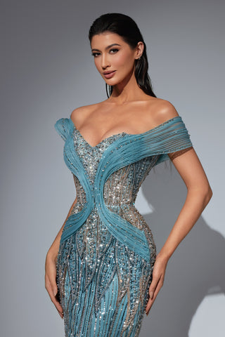 Woman in blue sequin gown, 814db0c30p6ba216069136ca9cc191683