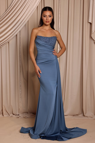 Aylen Dusty Blue Strapless Gown
