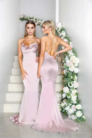 Mauve Dana Gown - Bridesmaids in elegant pink gowns
