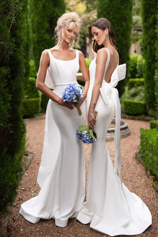 Ellie White wedding dresses with bouquets