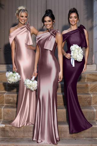 Faline Quartz, Burgundy, & Aubergine Bridesmaid Dresses