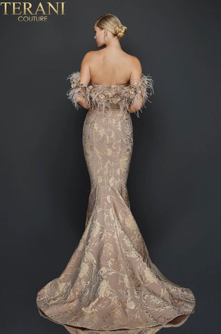 Elegant gown with feather detail - March 26, 2025