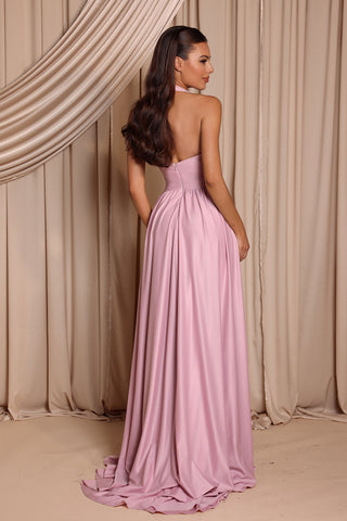 Blush Ivy gown, model wearing long formal dress