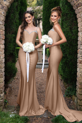 Louise Latte bridesmaids in satin gowns