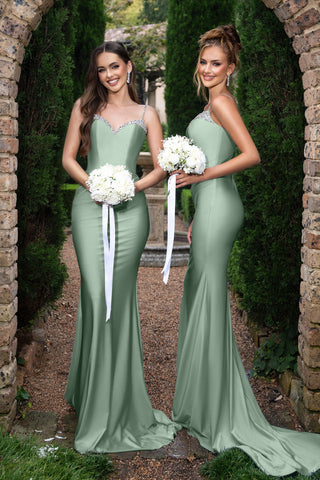 Louise and Sage in sage green bridesmaid dresses