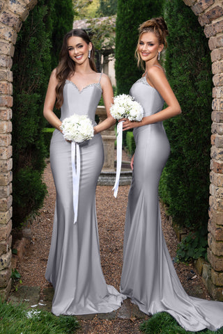 Louise Silver dresses with bouquets