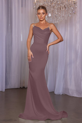 Maella Dark Mauve gown, elegant formal dress.