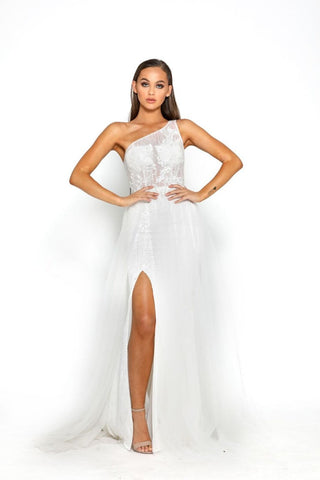PS2016 white Maya gown with high slit