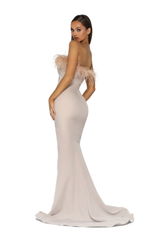 PS2026 Nude Gown with Feathers