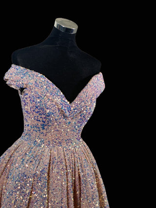 PS21026 Pink Sequin Dress - Detail