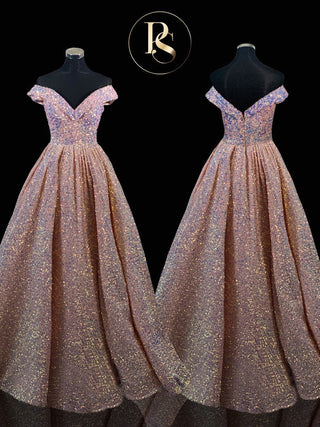 PS21026PINK Off-Shoulder Ball Gown in Pink