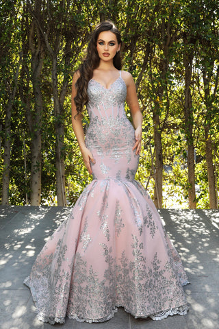 Pink & silver formal gown