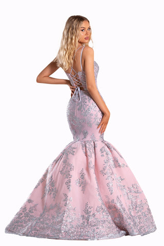 PS21029 Silver Blush Mermaid Gown