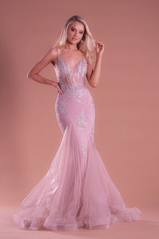 PS21104STONE Pink Formal Gown