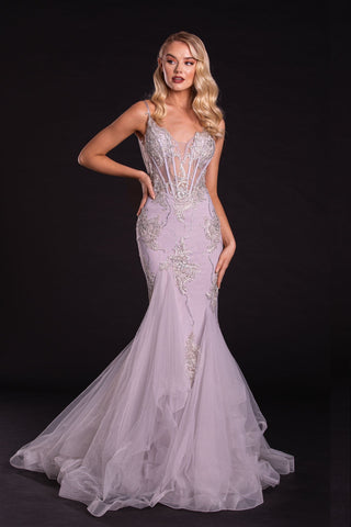 PS21104 SILVER formal gown