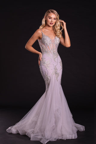 PS21104 SILVER formal gown