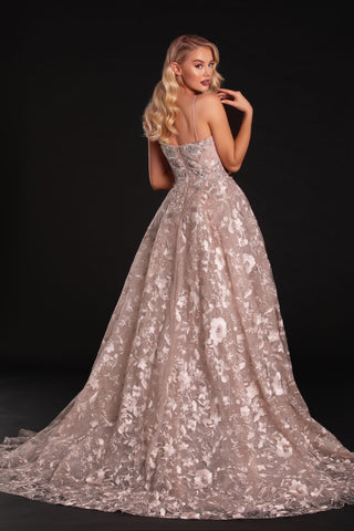 PS21109STONE-4 floral embroidered gown