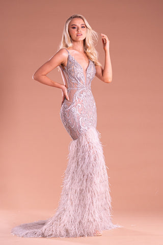 Silver feather gown