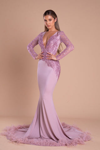 PS21139 Pink Embellished Gown