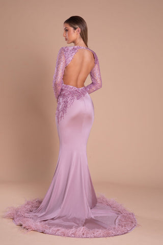 Pink mermaid gown PS21139 with open back