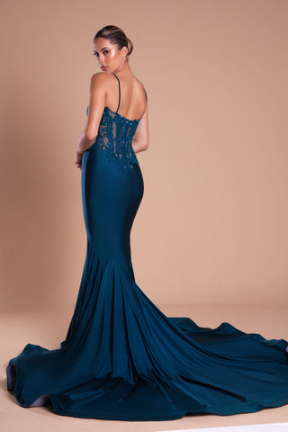 Teal Mermaid Gown PS21175
