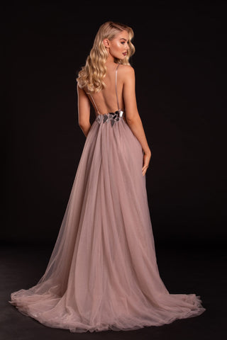 Mauve Silver Evening Gown - PS21185