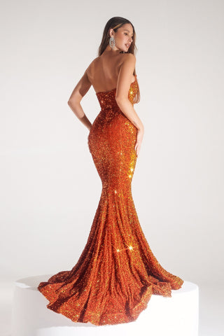 Burnt Orange Sequin Gown