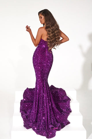 Grape Sequin Gown PS21208, Woman in Purple Formal Dress