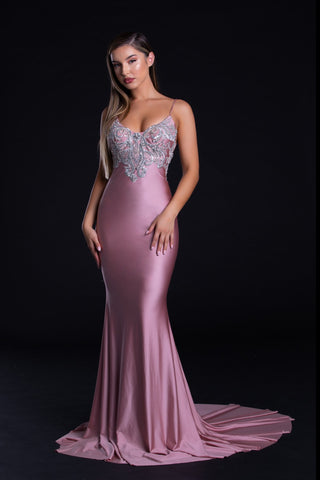 PS21226 Blush Gown with Embellished Bodice