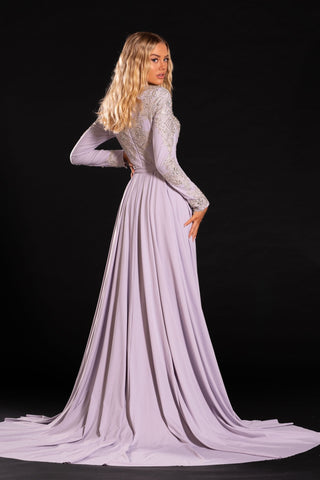 PS21241 ICE Long Sleeve Lavender Gown