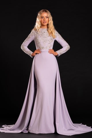 Lavender embellished formal gown