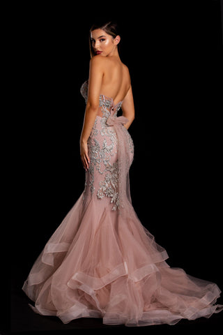 PS21244-STONE blush mermaid gown