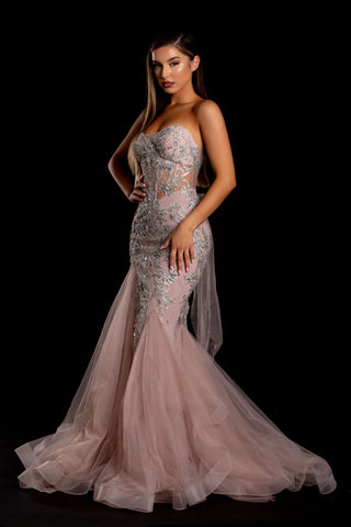PS21244 Stone Embellished Formal Gown
