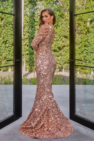 Rose gold sequin gown - PS22024ROSEGOLD-2